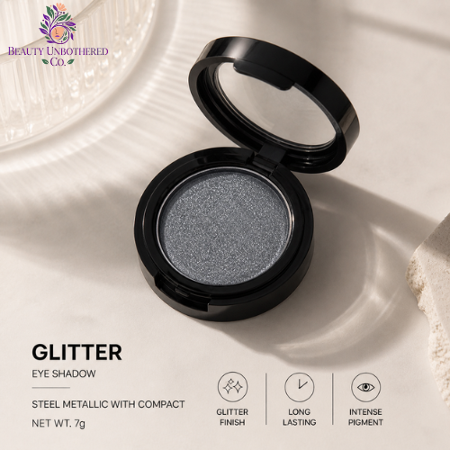 Glitter - Eye Shadow - Steel Metallic With - Compact